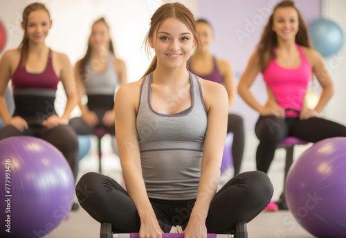 Women Sitting on Exercise Balls in a Gym © hakule