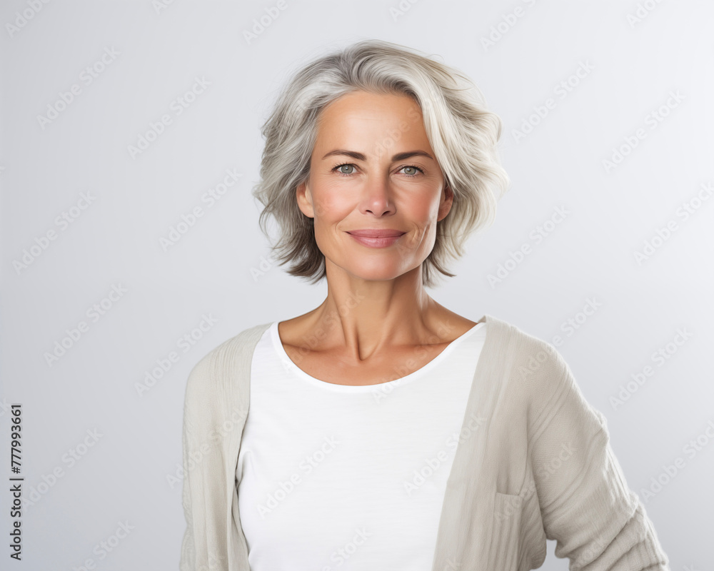 Portrait of middle-aged woman. Pensive beautiful senior lady. Portrait of middle-aged woman. Pensive beautiful senior lady.