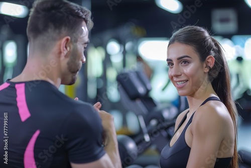Man and Woman in Gym Making Eye Contact