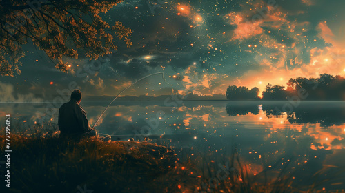 A_person_fishing_in_the_cosmic_pond