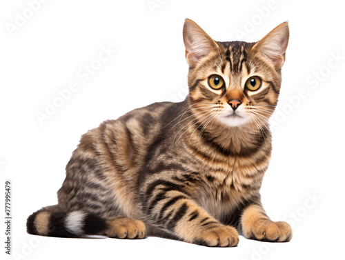 a cat sitting on a white background