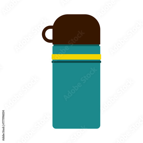 Thermo mugs flat style, Thermos flask vector flat icon style illustration