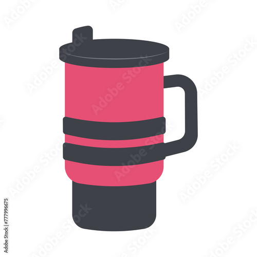 Thermo mugs flat style, Thermos flask vector flat icon style illustration