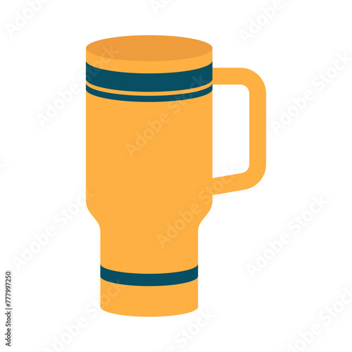 Thermo mug. Thermos icon in a flat style isolated on white background. Vector illustration