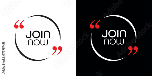 join now sign on white background	