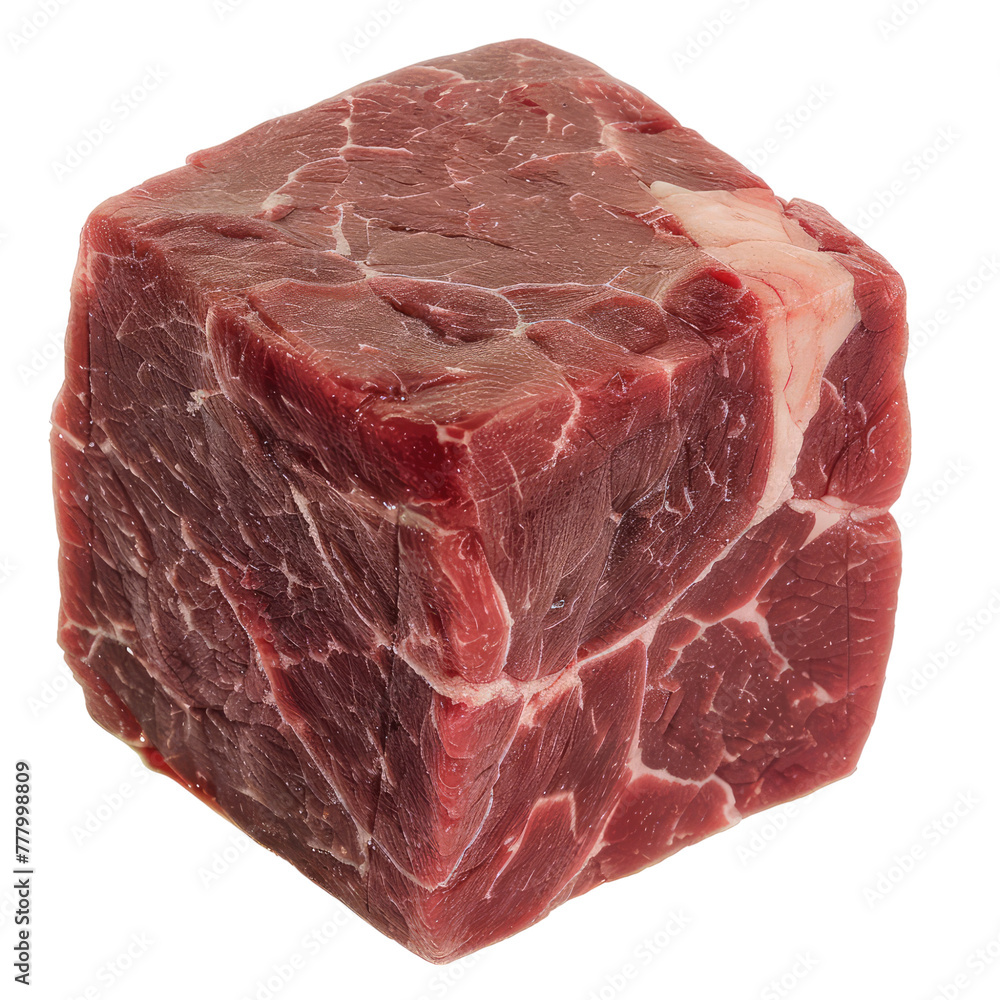 Meat beef cubes isolated on transparent background