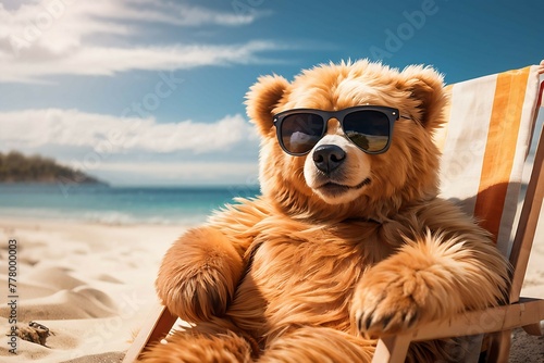 Bear relaxing on the beach