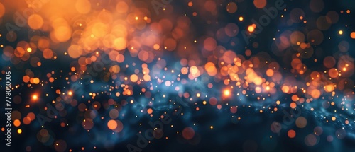 3d rendering of glow particles that fly in air as science fiction of microcosm or macro world or Abstract composition with depth of field and glow in dark with bokeh effects. photo