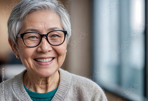 Beautiful Mixed Race Senior Woman at Home