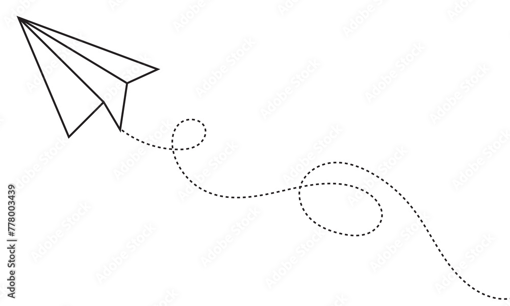 Paper plane with dotted line, Origami paper airplane, Travel symbol, vector illustration. Editable stroke.. Paper plane with dotted line, Origami paper airplane, Travel symbol, vector illustration. Editable stroke..
