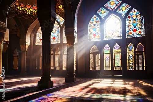Serene Ramadan Prayer at the Mosque: Sacred Atmosphere and Soft Golden Light