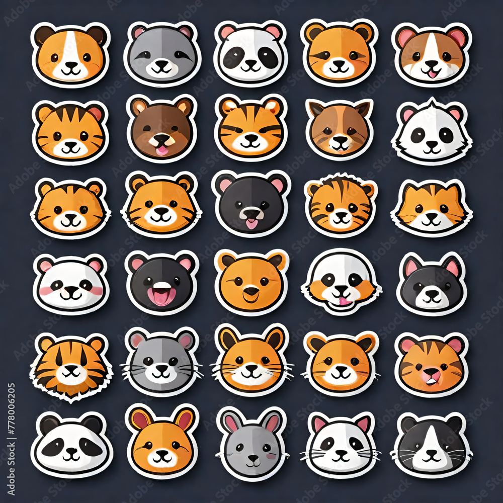 Cute animal icon set Cute animal icon set