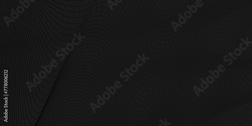 New technology background and business abstract background with black lines, Warped and curved lines wallpaper, The dynamic geometric waves pattern is a series of overlapping.