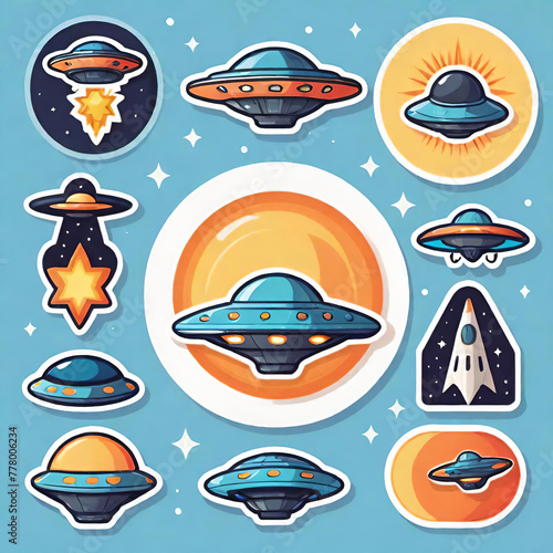 Ufo and spaceship logos