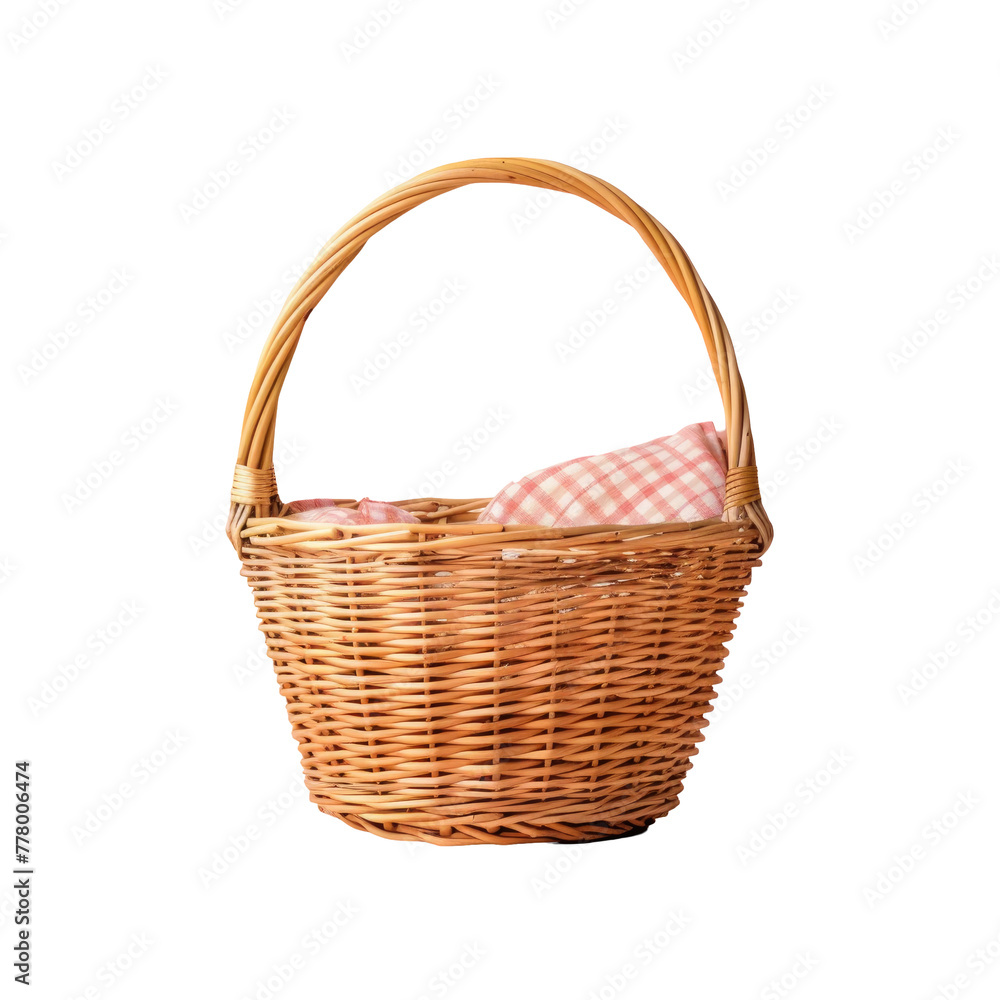 Basket with Pink Checkered Cloth Basket with Pink Checkered Cloth