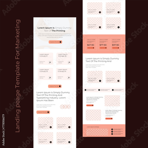 Landing page Template For Marketing l Modern flat design concept of web page design for website
