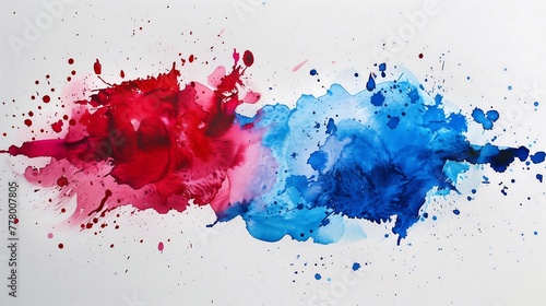 splash of red and blue watercolor stain on paper