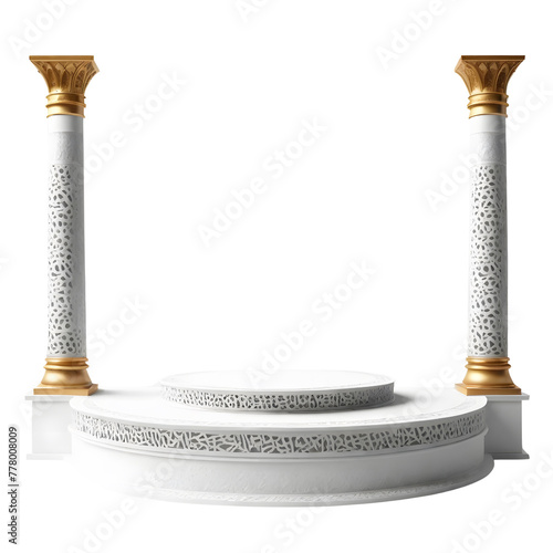 3d Islamic podium stage on a transparent background