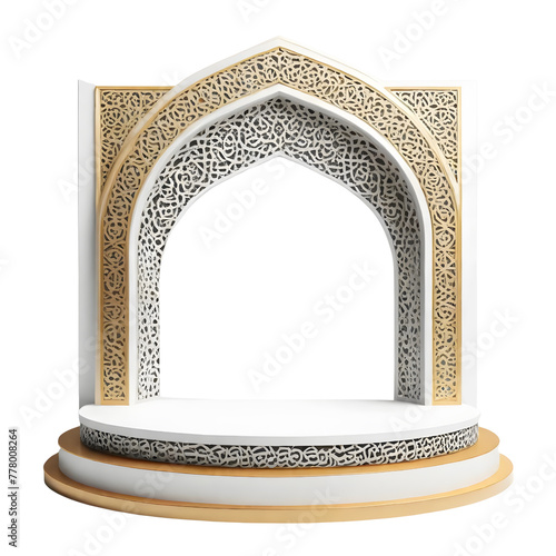 3d Islamic podium stage on a transparent background