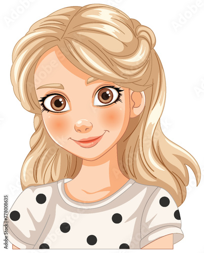 Illustration of a cheerful young girl smiling