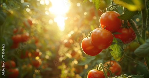 a farm full of tomato plants growing in sunlight