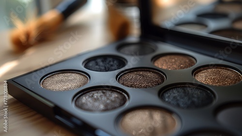 unbranded eyeshadow palette with neutral shades, emphasizing the versatility