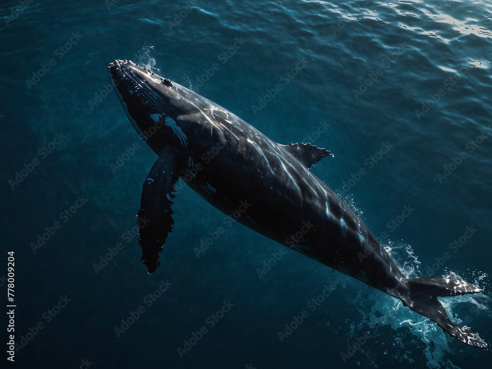 Obraz premium Aerial Majesty, Capturing the Magnificence of a Graceful Whale