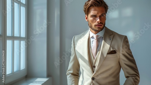 Businessman in Suit and Tie Posing for Picture