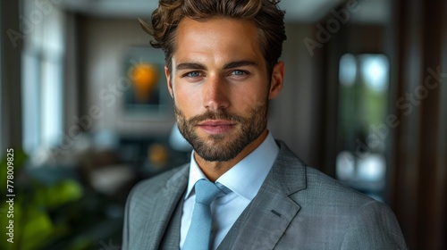 Businessman in Suit and Tie Posing