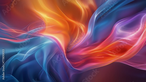 Abstract Painting With Blue, Orange, and Pink Colors