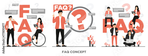 Flat vector faq faqs concept illustration