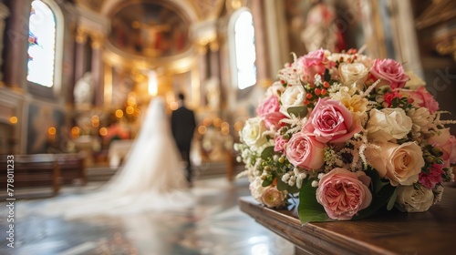Bride and Groom Walking Down Aisle