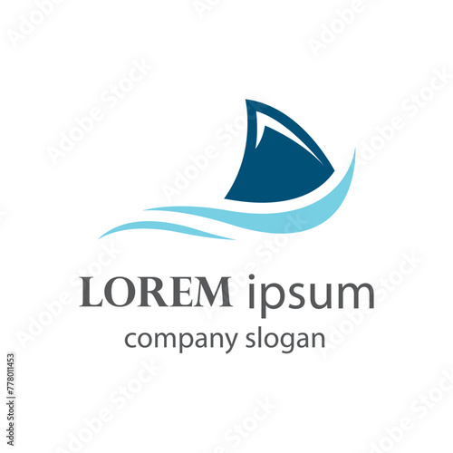 shark fin logo design swimming in the ocean