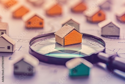 A magnifying glass over a miniature house, symbolizing the concept of home investment 🏠🔍💼 Exploring the potential for growth and security in real estate! #InvestingDreams