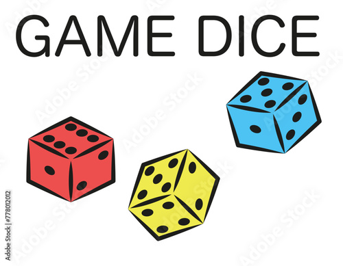 Three cubes vector illustration. Cartoon bones.A set of game cubes.
