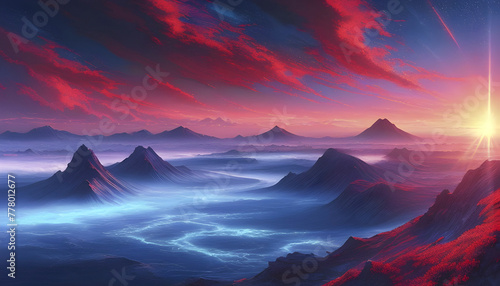 Colorful alien landscape in another world.