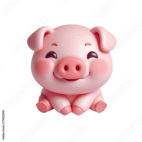 Cute pinky pig happy in summer dancing and smiling png.