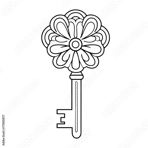 Classic key outline vector icon.