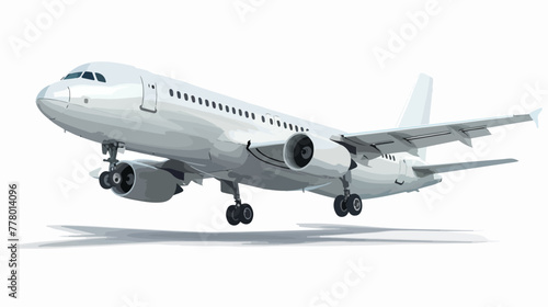 3D White Glossy Commercial Jet Airplane Take Off flat