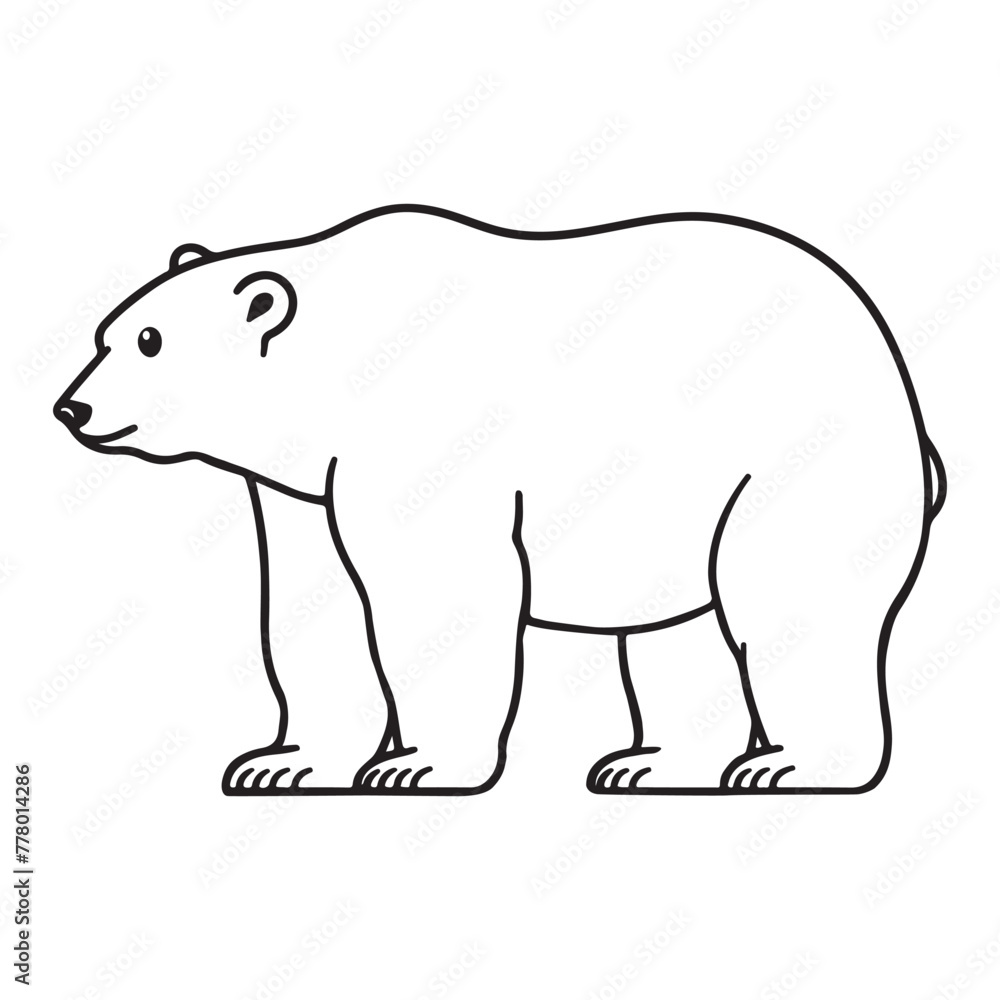 Obraz premium Line art of polar bear cartoon vector