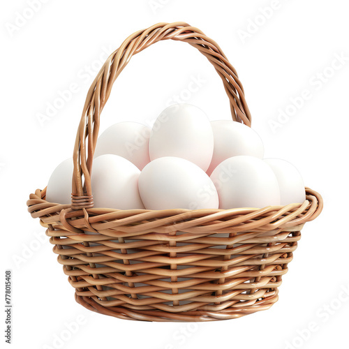 Egg in basket isolated on transparent background photo