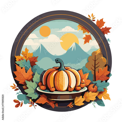 thanks giving theme in circle frame