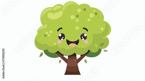 An illustration of Cute Green Tree Mascot Vector