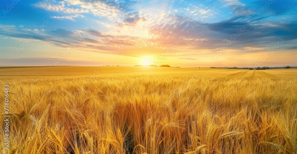 Golden Sunset: Wheat Field in the Countryside