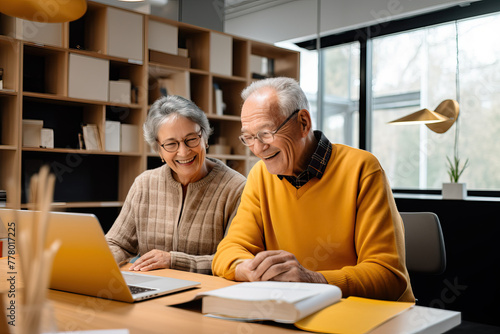 A man and woman looking at a laptop created with generative AI technology © ADDICTIVE STOCK CORE