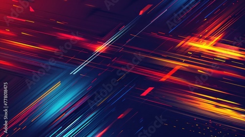 Colorful abstract lines high speed movement light effect with intersection background