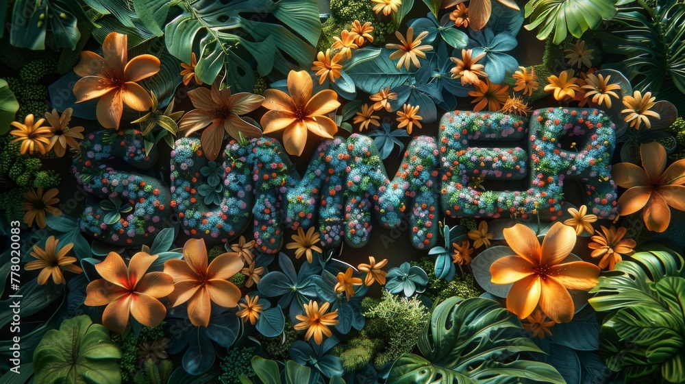 Naklejka premium Artistic floral arrangement spelling