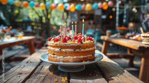Cake on Wooden Table