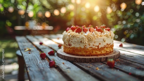 Cake on Wooden Table