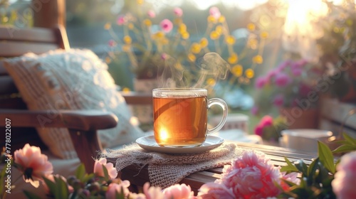Coffee Cup on Balcony Table